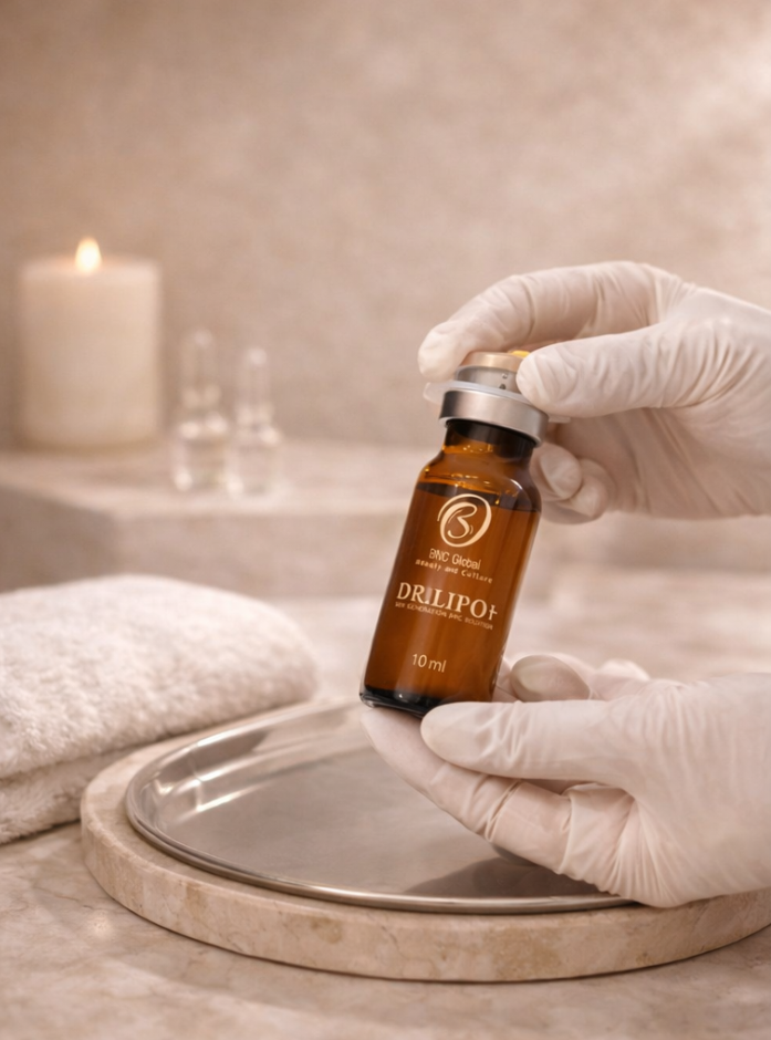 Hand holding Dr. Lipo + Body with a blurred background