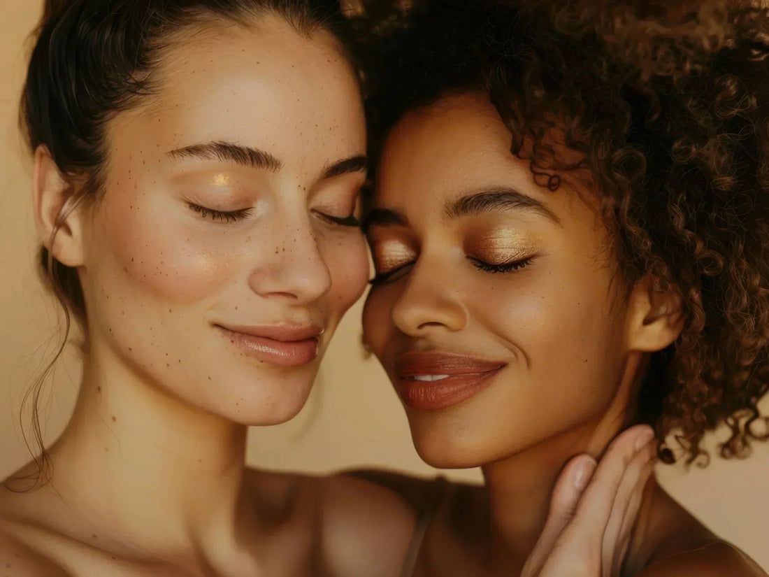 Glowing clear skin after double cleansing routine, illustrating oil cleanser and water-based cleanser for removing impurities and makeup
