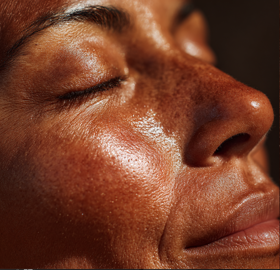 Skincare ampoule applied to glowing skin supporting hydration, skin repair, and radiant complexion