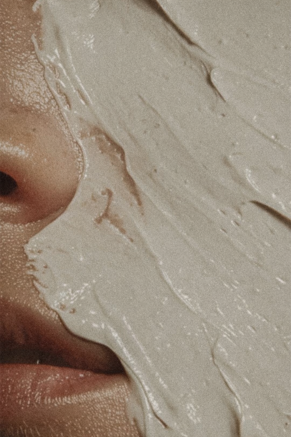 Clay mask applied to acne-prone skin, illustrating gentle treatment for clearing breakouts without irritation or damaging the skin barrier