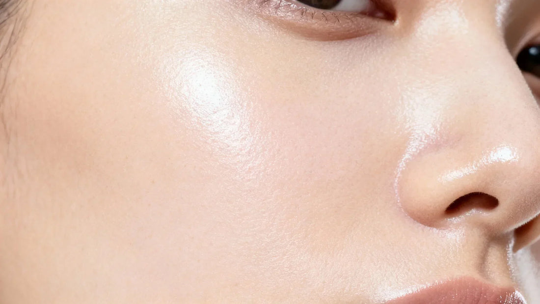 Glowing hydrated skin close-up showing smooth radiant complexion and healthy skin barrier