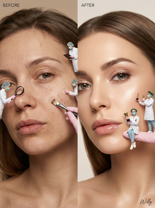Clinical before and after showcasing refined skin texture, reduced imperfections, and a restored luminous complexion