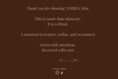 Thank you message from Noiréa Skin on a brown background